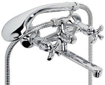 Смеситель для ванны ARGO 2руч. IRIS(212) L32см. крест, кер, латунь