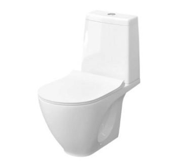 Унитаз-компакт КЕРАМИН "Трино" БЕЗОБОДКОВЫЙ прям.вып., 2-х кноп,  ниж.подв, дюр. м/лифт, Slim