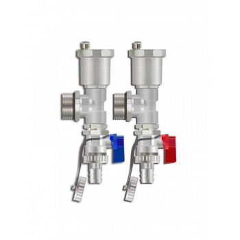 Торцевой набор для коллекторной группы(Тройник+автовоздухоотводчик+сливной кран) пара /TIM М306-4/