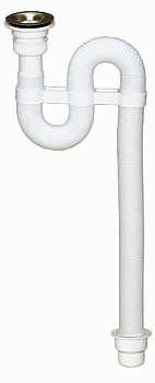 Сифон гофрированный белый для нерж. мойки ВИР (312)