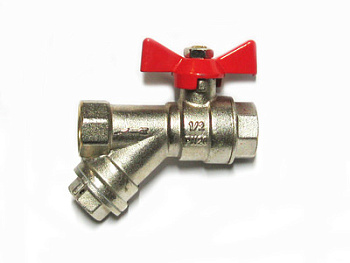 Кран шаровый с фильтром  1/2" бабочка Valtec (VT.293.N.04 (С12424)