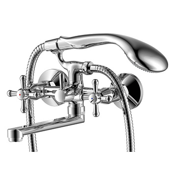 Смеситель для ванны ARGO 2руч. DOM(222) L15см. крест, кер, латунь