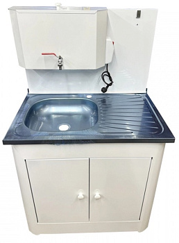 Умывальник дачный "Дуэт 2х дверный" 50х80 с водонагрев.мойка нерж.белый (ф554413)