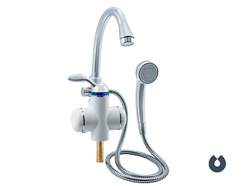 Смеситель для кухни UNIPUMP (BEF-001-03) с водонагревателем и душевой лейкой 3кВт, гайка