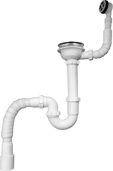 Сифон  3 1/2 с круглым переливом Aquant с гибкой трубой (B0139-20-MR)