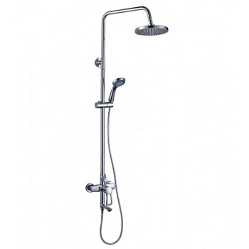 Смеситель для ванны со штангой и тропическим душем ROSSINKA (T40-46) одноруч. латунь, d40