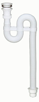 Сифон гофрированный белый с пласт.вып.  ВИР (311)