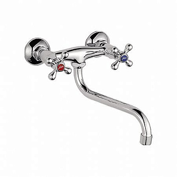 Смеситель настенный LEDEME 2руч. (4608) крест кер., латунь