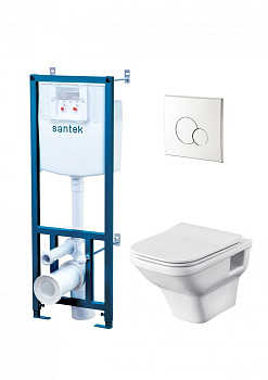 Инсталляция комплект 5 в1 Лайн rimless (унитаз Лайн безобод., инсталляция, сиденье, бачок, кнопка)