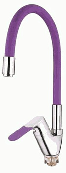 Смеситель для кухни LEDEME одноруч. (4153-8) с гибким изливом силикон фиолетовый, латунь