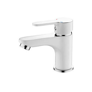 Смеситель для умывальника LEDEME одноруч. (1003W) белый латунь,d35