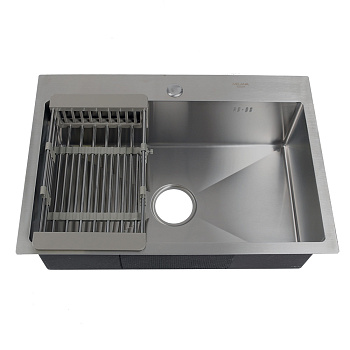 Мойка нерж врезная 650х450х200 т 3,0 САТИН H6545 (+сифон,фруктовница) MELANA AISI 304