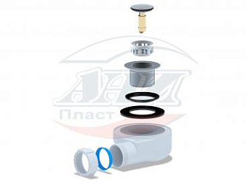 Сифон для душ.поддона 11/2*40 клик-клак, с волососборником, низкий h=53,  АНИ (E450CLS) РАСПРОДАЖА