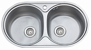 Мойка нержавеющая  79*44*0,8*18 двойная, овал, декор (L67944В) (н/н)
