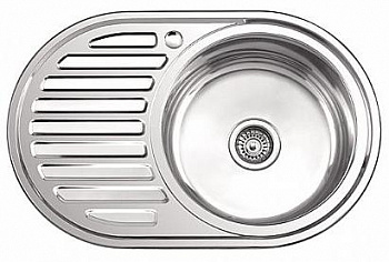 Мойка нержавеющая  77*50*0,8*18 правая, овал, декор (L67750-R) (Р85077-4LА) (к)