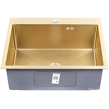 Мойка нерж врезная 600х500х200 т 3,0 ЗОЛОТО H6050 (+сифон,фруктовница) MELANA AISI 304