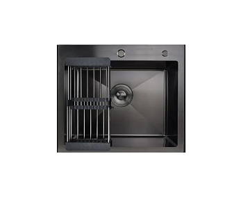 Мойка нерж врезная 600х500х210 Графит (коландер+диспенсер+сифон) (B6050-S) Marrbaxx