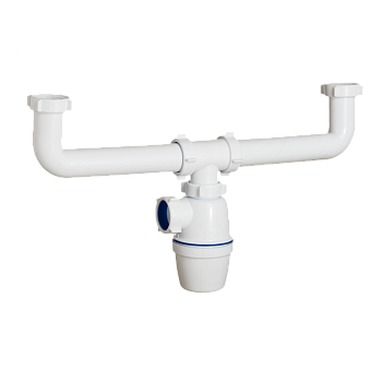 Сифон для двойной мойки 1 1/2*40 без выпусков Орио (40090)