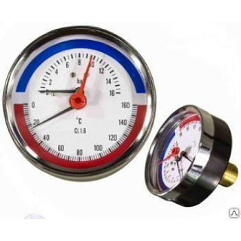 Термоманометр аксиальный 10 бар. TIM Y-80T
