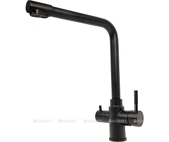 Смеситель для кухни ARGO одноруч. (SOLID 3509) бок. с выходом для пить. воды нерж.сталь, черный, d35