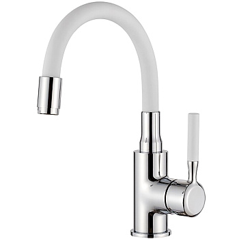 Смеситель для умывальника LEDEME одноруч. (1399-3) белый, латунь,d35, гайка