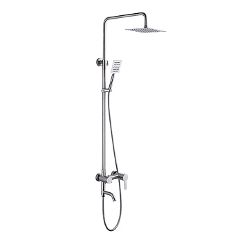 Смеситель для ванны со штангой и тропическим душем LEDEME (72401) нерж.сталь