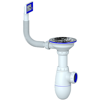 Сифон  3 1/2 с переливом UNICORN B410