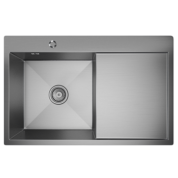 Мойка нерж врезная 780х500х200 правая САТИН (сифон) (ф551878) MIXLINE