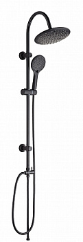 Душевая стойка ARGO AGNES черный, верхний душ, шланг с лейкой (25.1101B) 