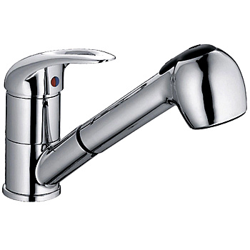 Смеситель для кухни LEDEME одноруч. (6002-В) с выдв. лейкой, силумин, d35